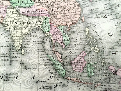 Antique 1874 Eastern Hemisphere Map from O.W. Gray's Atlas of United States of America and World; Stedman, Brown & Lyon – Asia, Africa Earth