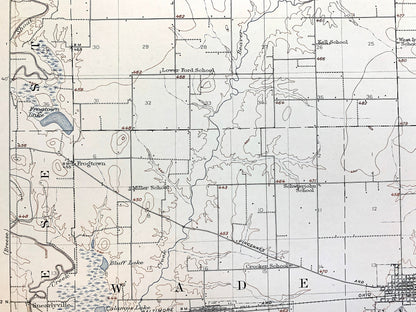 Antique Carlyle, Illinois 1910 US Geological Survey Topographic Map – Kaskaskia River, Lake, Wade, Huey, Washington, Clinton, Bond County IL