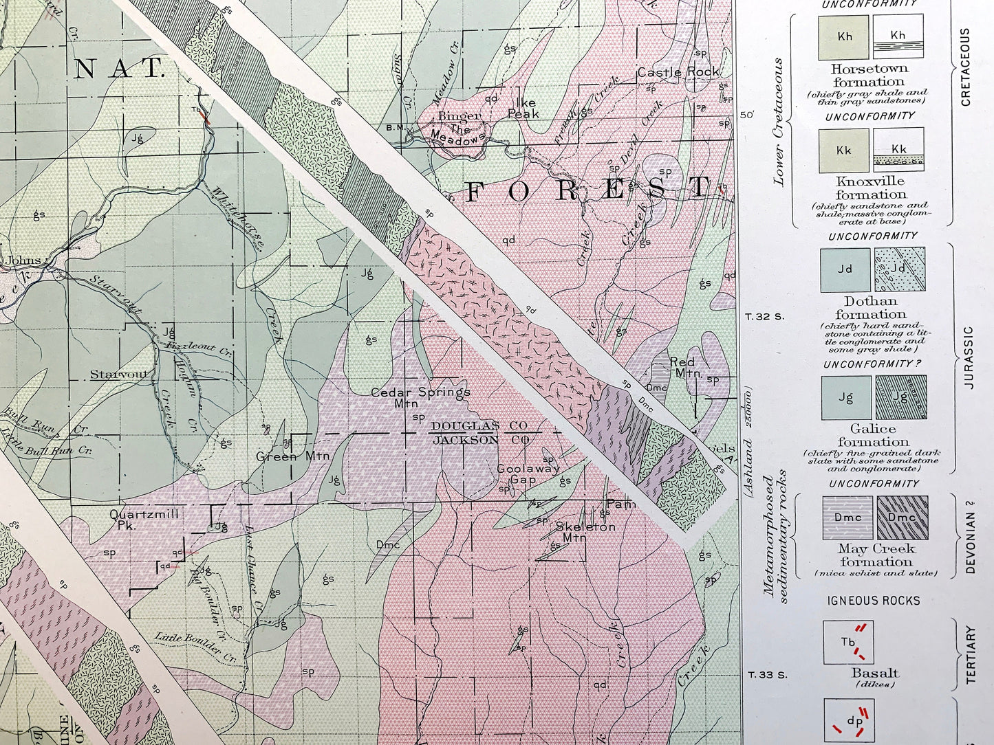 Antique Riddle, Oregon 1923 US Geological Survey Topographic Map – Douglas County, Winona, Merlin, Greenback, Perdue, Hugo, Forest Queen, OR