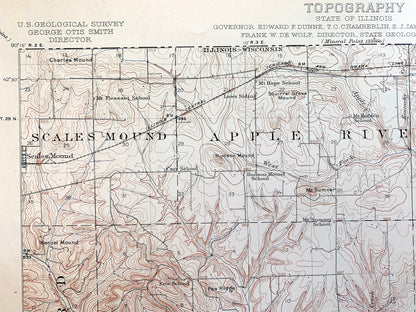 Antique Elizabeth, Illinois 1911 US Geological Survey Topographic Map – Apple River, Stockton, Scales Mound, Derinda, Joe Daviess County IL