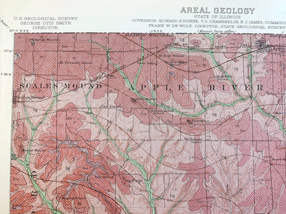 Antique Elizabeth, Illinois 1915 US Geological Survey Topographic Map – Apple River, Stockton, Scales Mound, Derinda, Joe Daviess County, IL