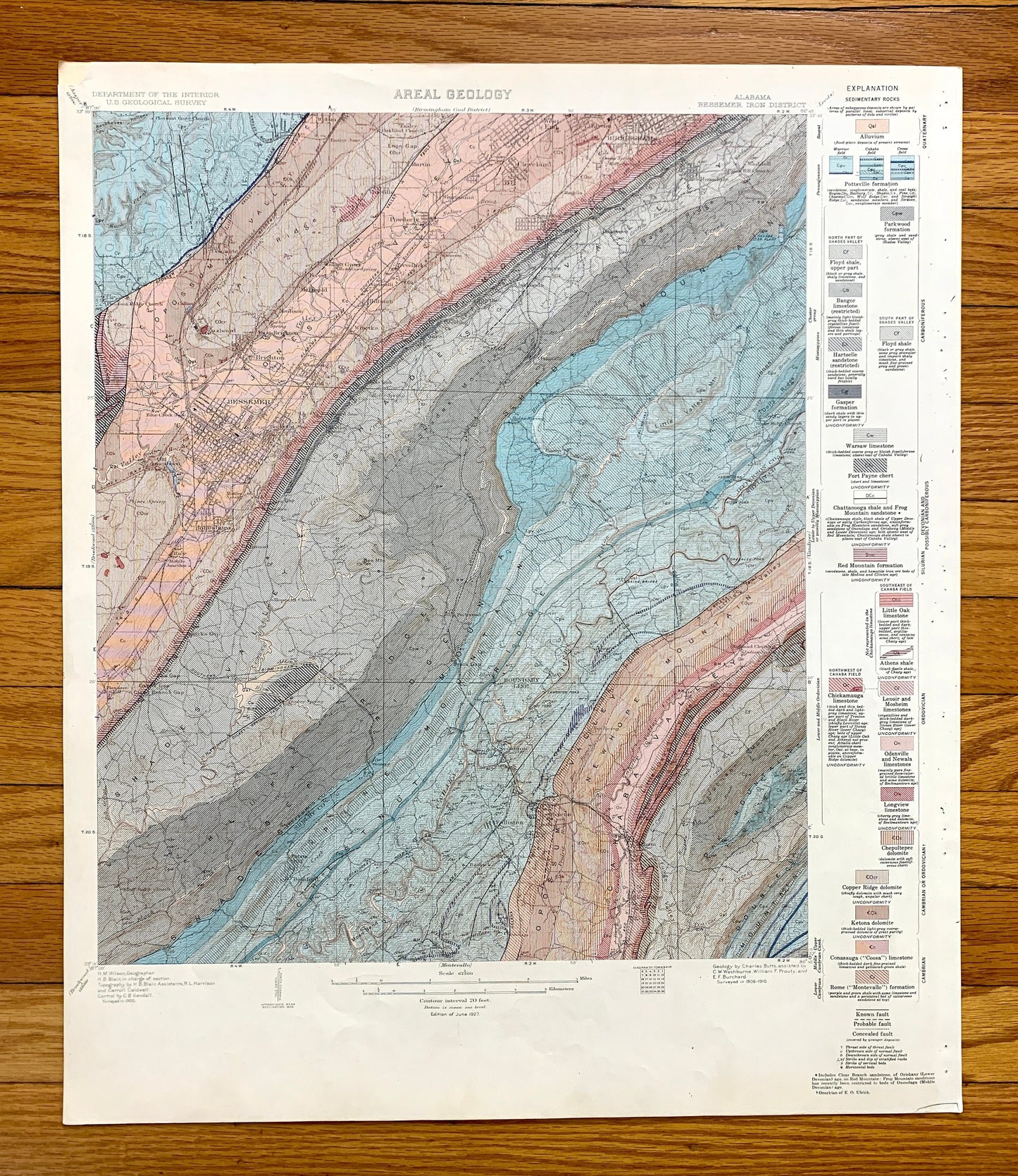 Antique Bessemer, Alabama 1927 US Geological Survey Topographic Map – Birmingham, Cleveland, Brighton, Helena, Jefferson, Shelby County, AL