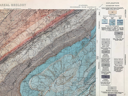 Antique Bessemer, Alabama 1927 US Geological Survey Topographic Map – Birmingham, Cleveland, Brighton, Helena, Jefferson, Shelby County, AL