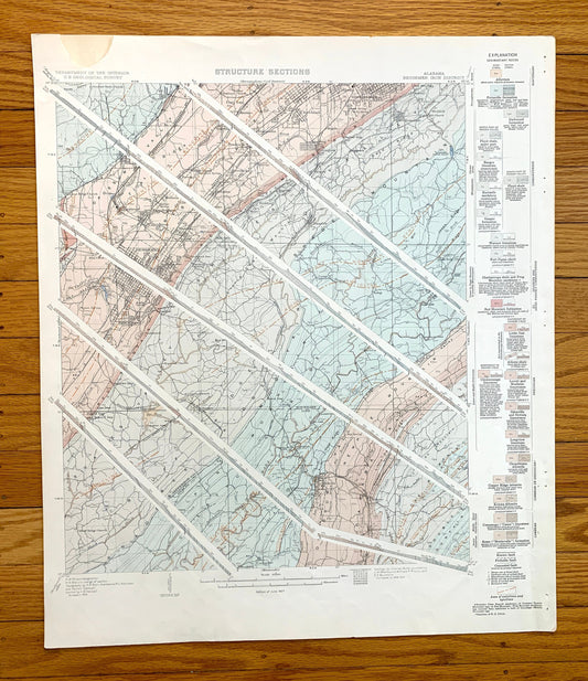 Antique Bessemer, Alabama 1927 US Geological Survey Topographic Map – Birmingham, Cleveland, Brighton, Helena, Jefferson, Shelby County, AL