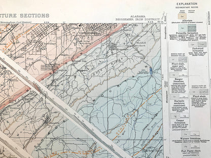 Antique Bessemer, Alabama 1927 US Geological Survey Topographic Map – Birmingham, Cleveland, Brighton, Helena, Jefferson, Shelby County, AL