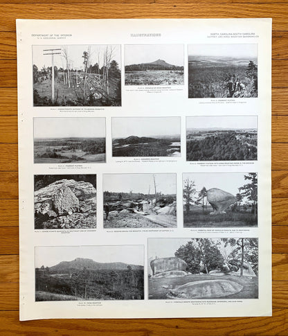 Antique 1931 Kings Mountain and Gaffney, North South Carolina Rock Formation Photographs – US Geological Survey – Crowders Mountain NC SC