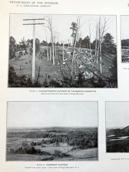 Antique 1931 Kings Mountain and Gaffney, North South Carolina Rock Formation Photographs – US Geological Survey – Crowders Mountain NC SC
