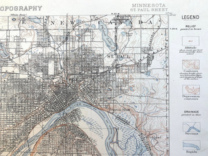 Antique St Paul, Minnesota 1896 US Geological Survey Topographic Map – Minneapolis, Richfield, Bloomington, Mendota, Eagan, Burnsville, MN