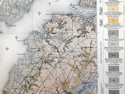 Antique Chesapeake Bay, Maryland 1915 US Geological Survey Topographic Map – Rock Hall Baltimore Abingdon Aberdeen Tolchester Kent County MD