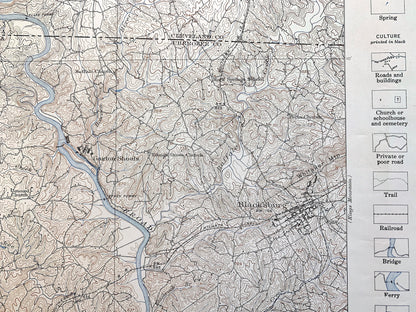 Antique Gaffney, South Carolina 1909 US Geological Survey Topographic Map – Blacksburg, Cherokee Falls, Cherokee, Cleveland County, NC SC
