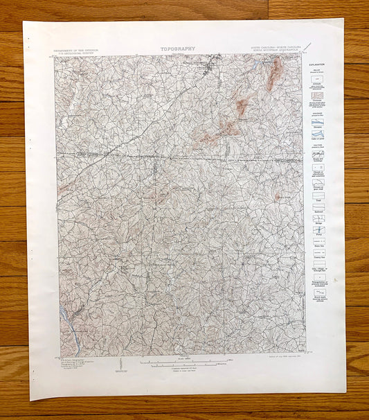 Antique Kings Mountain, North Carolina 1908 US Geological Survey Topographic Map – Kings Creek, Cherokee, Cleveland York County, NC, SC