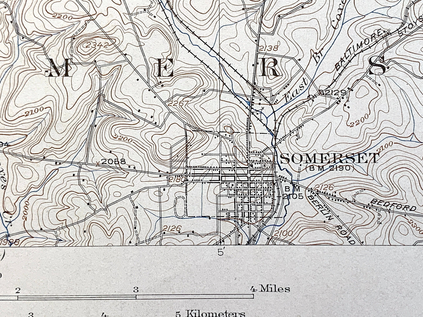 Antique Somerset, Pennsylvania 1915 US Geological Survey Topographic Map – Westmoreland County, Jennerstown, Edie, Ligonier, Rector, PA