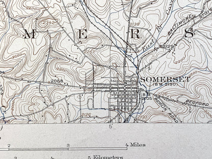 Antique Somerset, Pennsylvania 1915 US Geological Survey Topographic Map – Westmoreland County, Jennerstown, Edie, Ligonier, Rector, PA