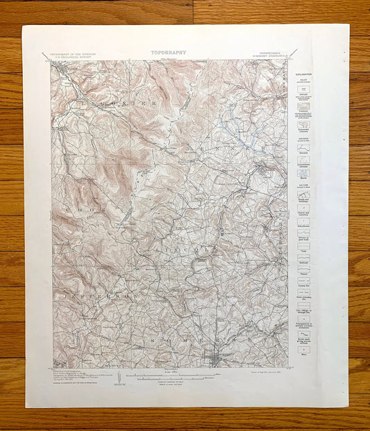 Antique Somerset, Pennsylvania 1915 US Geological Survey Topographic Map – Westmoreland County, Jennerstown, Edie, Ligonier, Rector, PA