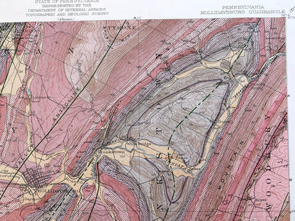 Antique Altoona & Hollidaysburg, Pennsylvania 1945 US Geological Survey Topographic Map – Allegheny Mountains Blair County, Logan, Tyrone PA