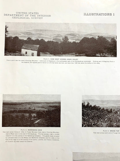 Antique 1945 Huntingdon and Hollidaysburg, Pennsylvania Rock Formation Photographs – US Geological Survey – Walker, Smithfield, Juniata, PA