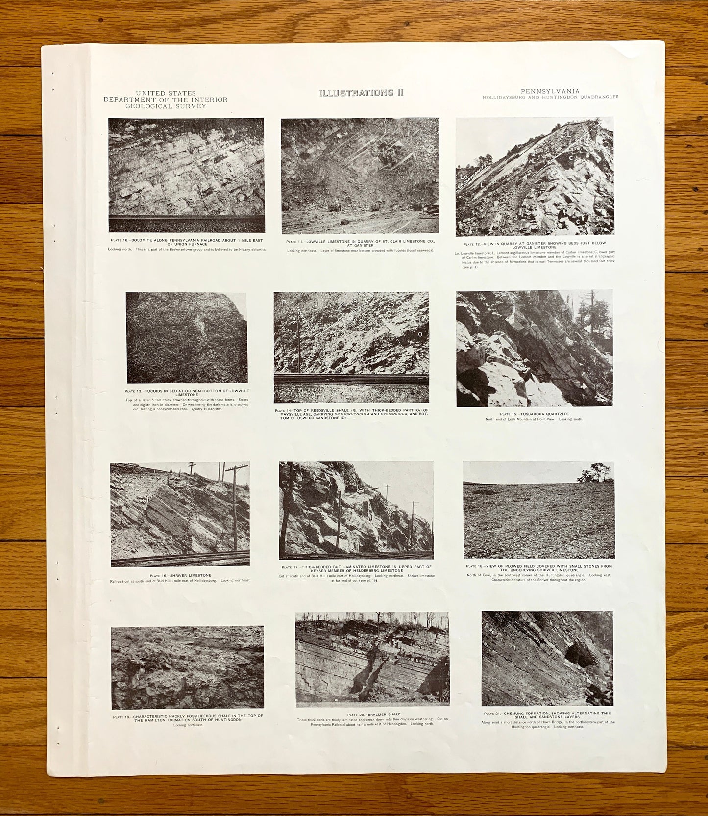 Antique 1945 Huntingdon and Hollidaysburg, Pennsylvania Rock Formation Photographs – US Geological Survey – Walker, Smithfield, Juniata, PA