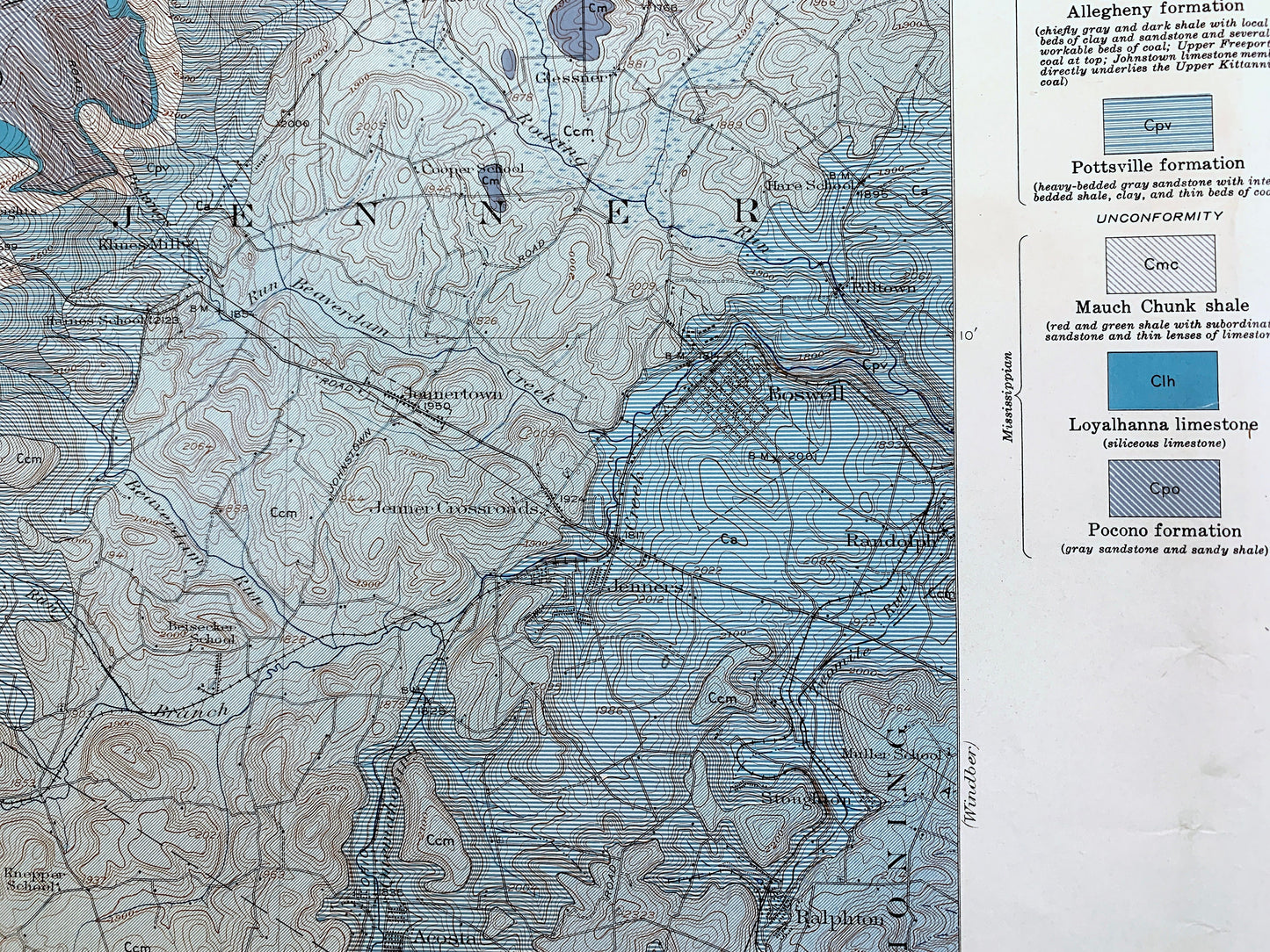 Antique Somerset, Pennsylvania 1913 US Geological Survey Topographic Map – Westmoreland County, Jennerstown, Edie, Ligonier, Rector, PA
