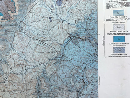 Antique Somerset, Pennsylvania 1913 US Geological Survey Topographic Map – Westmoreland County, Jennerstown, Edie, Ligonier, Rector, PA