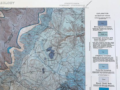 Antique Somerset, Pennsylvania 1913 US Geological Survey Topographic Map – Westmoreland County, Jennerstown, Edie, Ligonier, Rector, PA