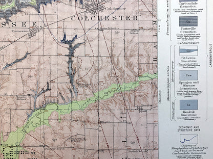 Antique Colchester, Illinois 1916 US Geological Survey Topographic Map –  Plymouth, Fountain Green, McDonough, Schuyler, Hancock County IL