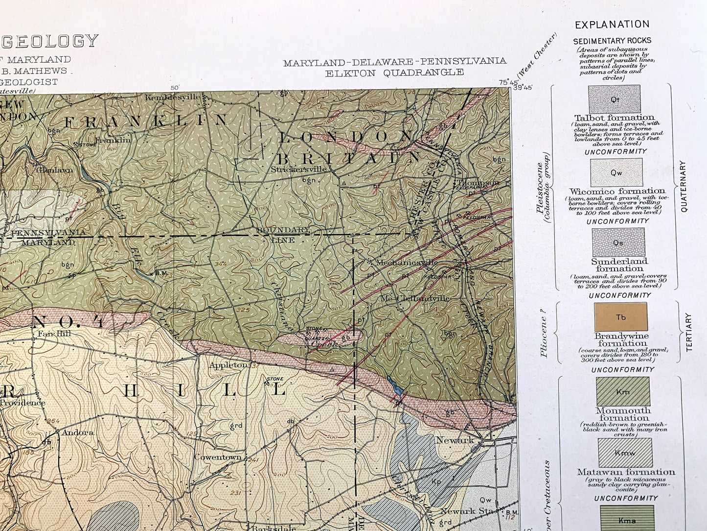 Antique Elkton, Maryland 1920 US Geological Survey Topographic Map – Northeast, Chesapeake City, New Castle, Chester, Cecil, County, DE PA