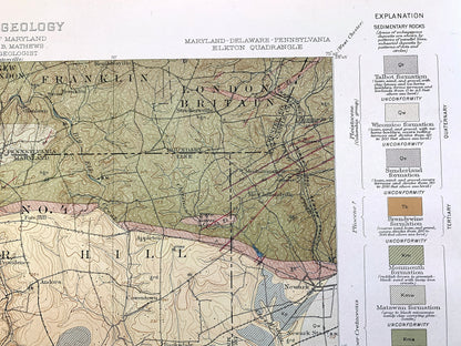 Antique Elkton, Maryland 1920 US Geological Survey Topographic Map – Northeast, Chesapeake City, New Castle, Chester, Cecil, County, DE PA