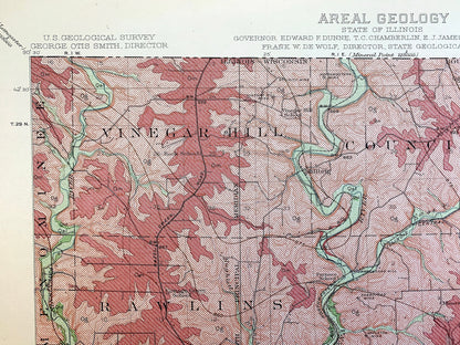 Antique Galena, Illinois 1915 US Geological Survey Topographic Map – Menominee, Rawlins, Scales Mound, Rice, Hanover, Bremen, Aiken, Iowa IL
