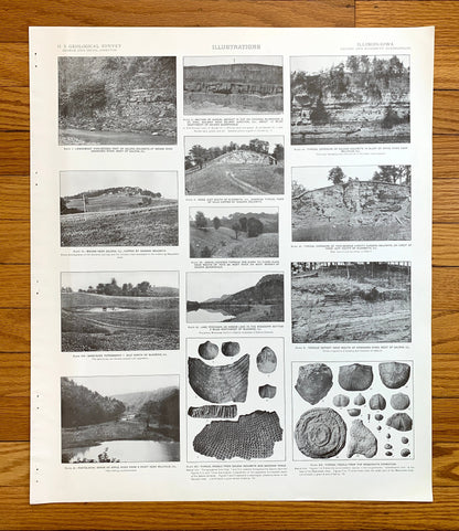 Antique 1915 Elizabeth & Galena, Illinois Rock Formation Photographs – US Geological Survey Topographic Map – Fossils, Joe Daviess County IL