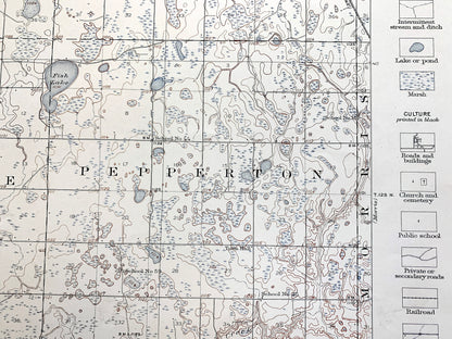 Antique Chokio, Minnesota 1912 US Geological Survey Topographic Map – Alberta, Moonshine, Baker, Scott, Big Stone County, Stevens County, MN