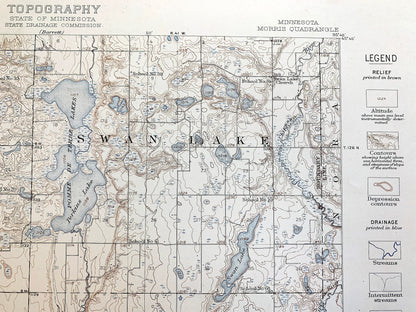 Antique Morris, Minnesota 1912 US Geological Survey Topographic Map – Darren, Hodges, Framnas, Rendsville, Pope County, Stevens County, MN