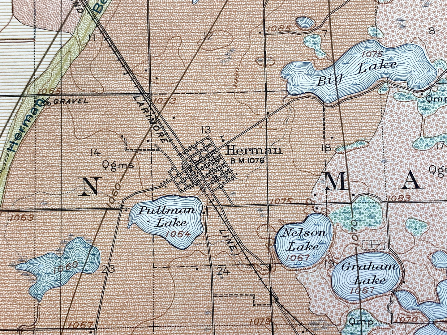 Antique Herman, Minnesota 1912 US Geological Survey Topographic Map – Eldorado, Donnelly, Roseville, Logan, Grant County, Stevens County, MN