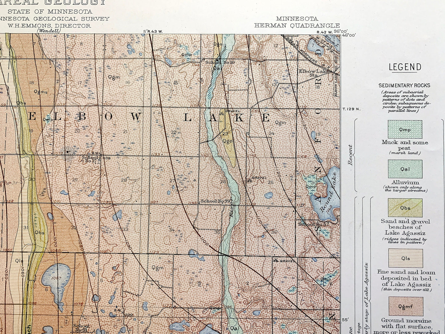 Antique Herman, Minnesota 1912 US Geological Survey Topographic Map – Eldorado, Donnelly, Roseville, Logan, Grant County, Stevens County, MN