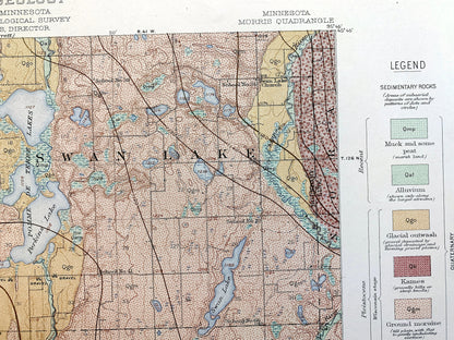 Antique Morris, Minnesota 1917 US Geological Survey Topographic Map – Darren, Hodges, Framnas, Rendsville, Pope County, Stevens County, MN