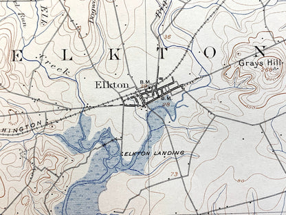 Antique Elkton, Maryland 1900 US Geological Survey Topographic Map – Northeast, Chesapeake City, New Castle, Chester, Cecil, County, DE PA