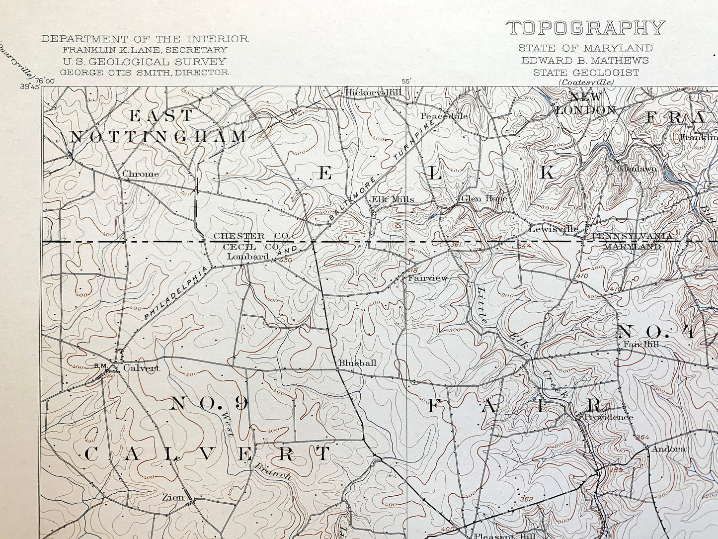 Antique Elkton, Maryland 1900 US Geological Survey Topographic Map – Northeast, Chesapeake City, New Castle, Chester, Cecil, County, DE PA