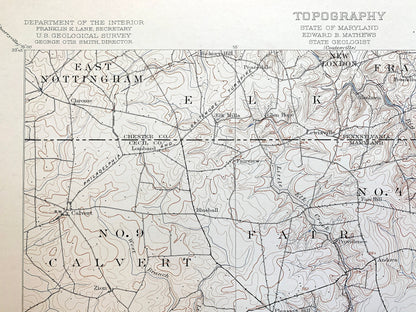 Antique Elkton, Maryland 1900 US Geological Survey Topographic Map – Northeast, Chesapeake City, New Castle, Chester, Cecil, County, DE PA
