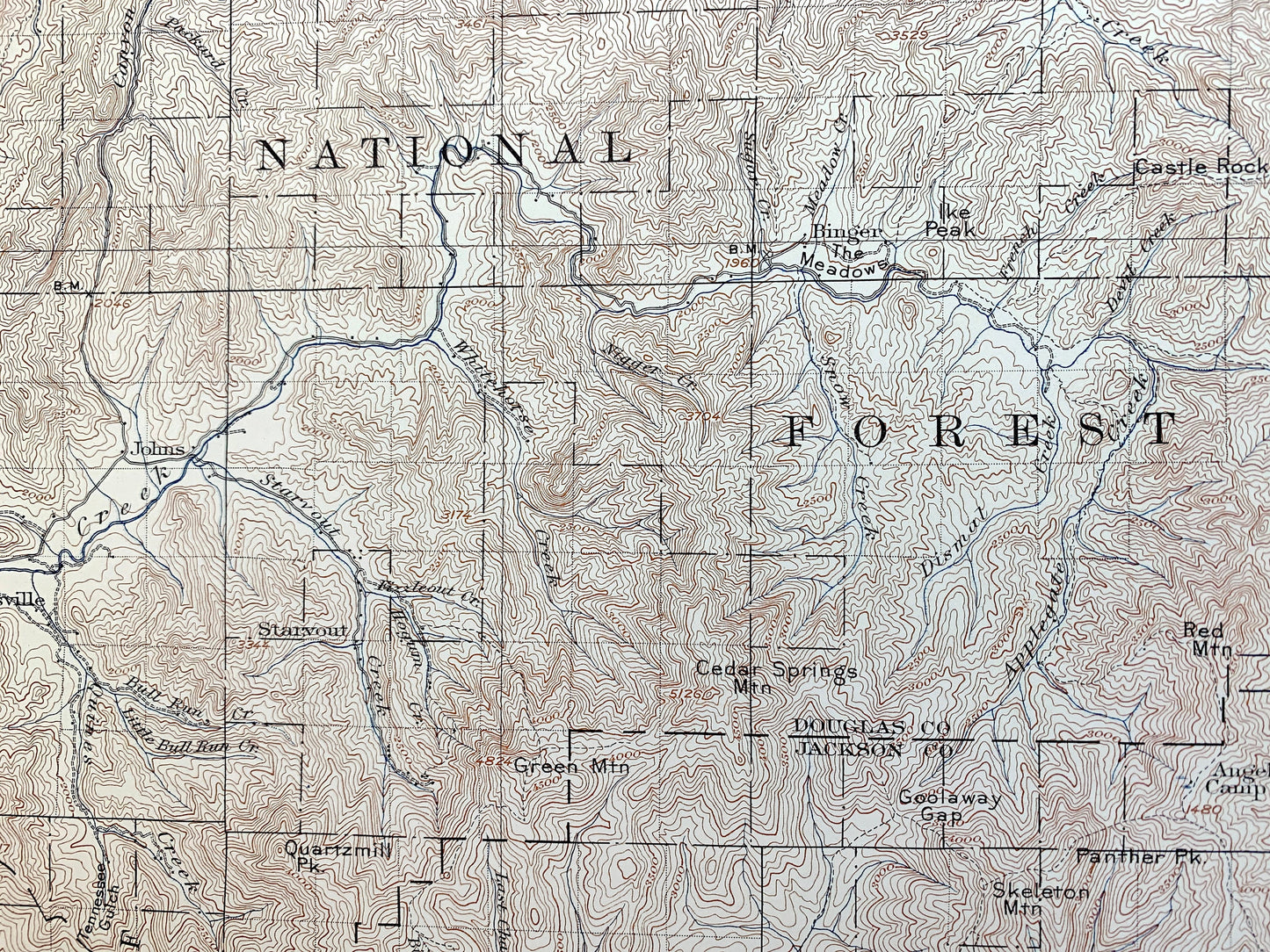 Antique Riddle, Oregon 1904 US Geological Survey Topographic Map – Douglas County, Winona, Merlin, Greenback, Perdue, Hugo, Forest Queen OR