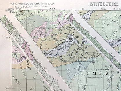 Antique Riddle, Oregon 1923 US Geological Survey Topographic Map – Douglas County, Winona, Merlin, Greenback, Perdue, Hugo, Forest Queen, OR
