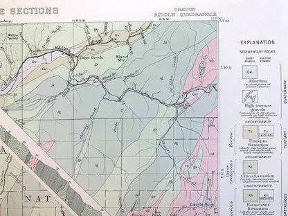 Antique Riddle, Oregon 1923 US Geological Survey Topographic Map – Douglas County, Winona, Merlin, Greenback, Perdue, Hugo, Forest Queen, OR