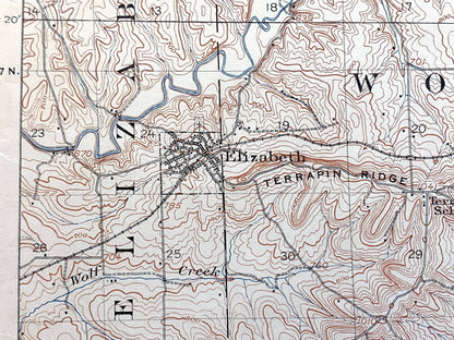 Antique Elizabeth, Illinois 1911 US Geological Survey Topographic Map – Apple River, Stockton, Scales Mound, Derinda, Joe Daviess County IL