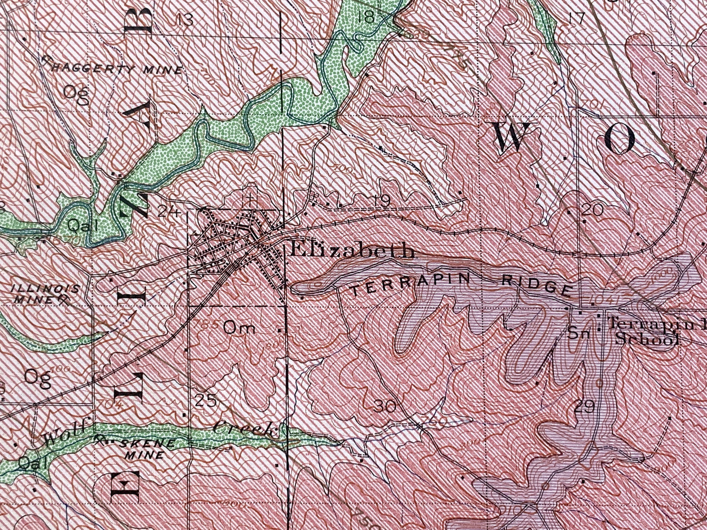Antique Elizabeth, Illinois 1915 US Geological Survey Topographic Map – Apple River, Stockton, Scales Mound, Derinda, Joe Daviess County, IL