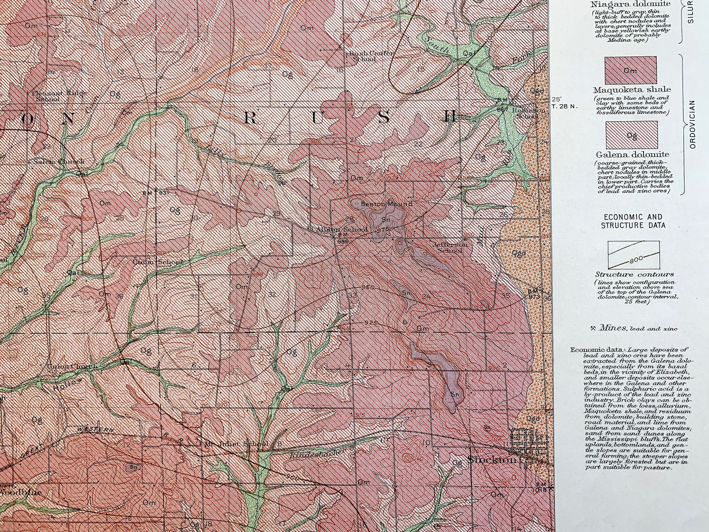 Antique Elizabeth, Illinois 1915 US Geological Survey Topographic Map – Apple River, Stockton, Scales Mound, Derinda, Joe Daviess County, IL