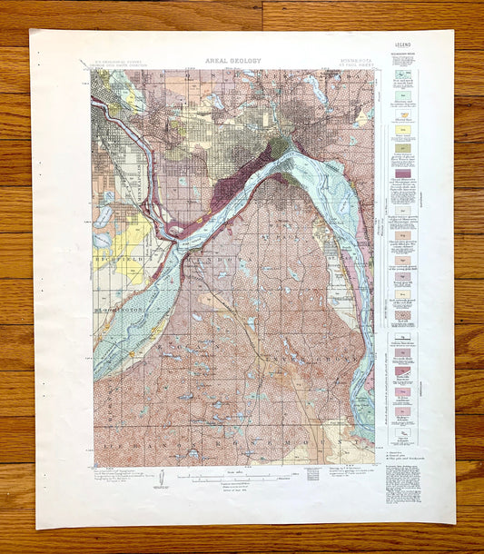 Antique St Paul, Minnesota 1915 US Geological Survey Topographic Map – Minneapolis, Richfield, Bloomington, Mendota, Eagan, Burnsville, MN