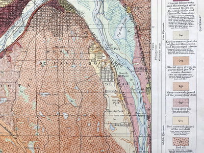 Antique St Paul, Minnesota 1915 US Geological Survey Topographic Map – Minneapolis, Richfield, Bloomington, Mendota, Eagan, Burnsville, MN
