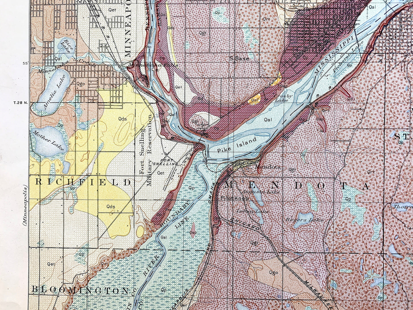 Antique St Paul, Minnesota 1915 US Geological Survey Topographic Map – Minneapolis, Richfield, Bloomington, Mendota, Eagan, Burnsville, MN