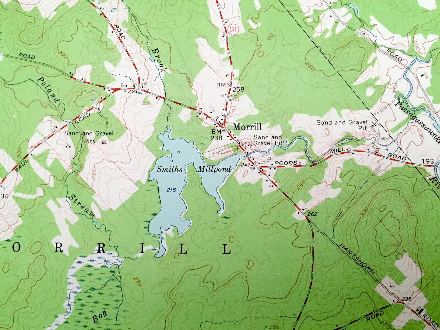 Antique Morrill, Maine 1960 US Geological Survey Topographic Map – Waldo County, Montville, Searsmont, Knox, Brooks, Belmont, ME
