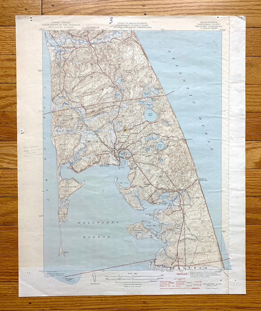 Antique Wellfleet, Massachusetts 1944 US Geological Survey Topographic Map – Barnstable County, Cape Cod, Truro, Eastham, Mayo Beach, MA