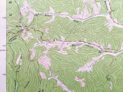 Antique Glover Gap, West Virginia 1960 US Geological Survey Topographic Map – Marion, Wetzel County, Church, Mannington, Grant, Brink, WV