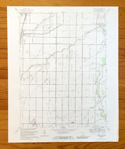 Antique Jerry City, Ohio 1969 US Geological Survey Topographic Map — Wood County, Center, Freedom, Portage, Montgomery, Bloom, Perry, OH